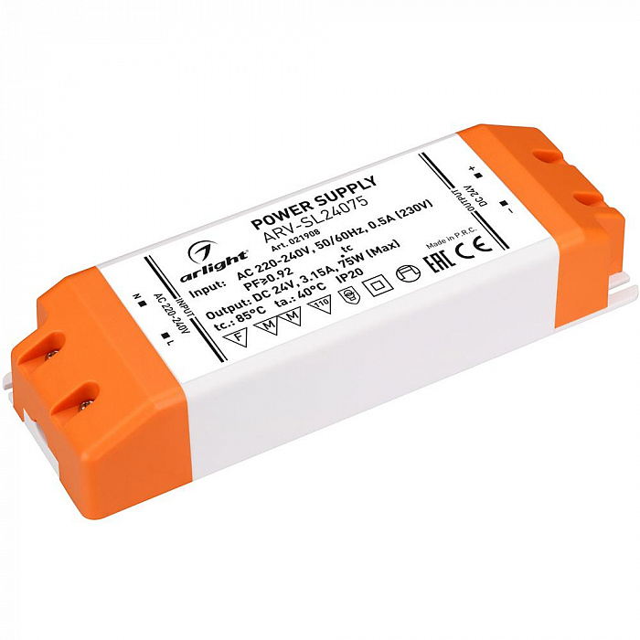 картинка Блок питания ARV-SL24075 (24V, 3.15A, 75W, PFC)