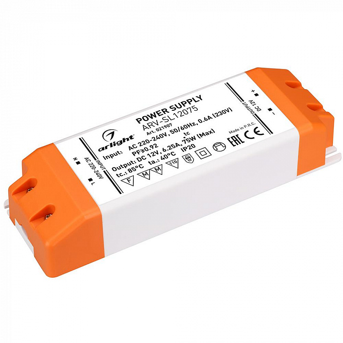 картинка Блок питания ARV-SL12075 (12V, 6.25A, 75W, PFC)