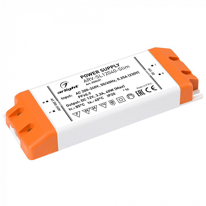 картинка Блок питания ARV-SL12040-Slim (12V, 3.3A, 40W, PFC)